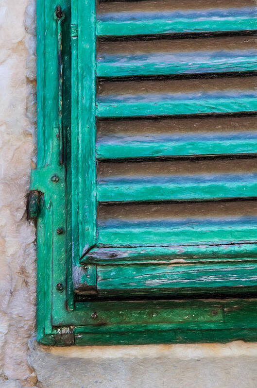 Brunello Di Montalcino Art Print featuring the photograph Faded Green Window Shutter by David Letts