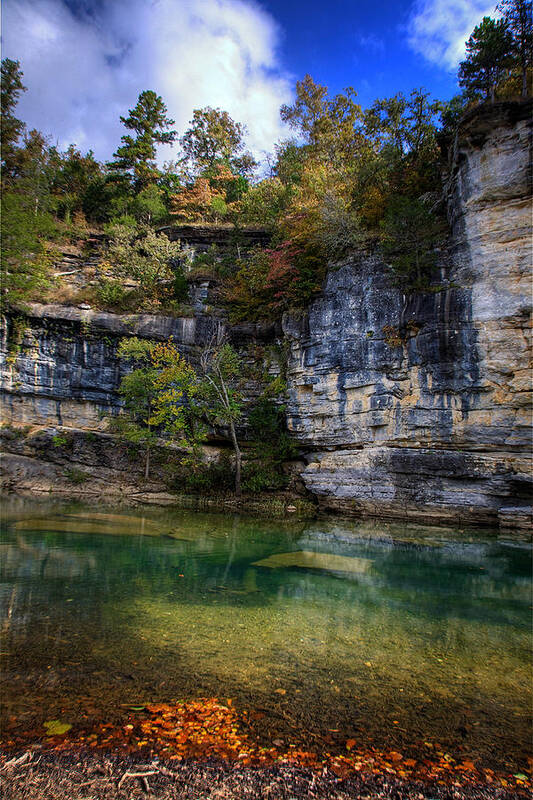 Hdr Art Print featuring the photograph Fall Bluff at Ozark Campground by Michael Dougherty