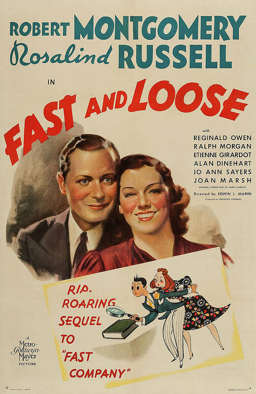 Movie Art Print featuring the mixed media Fast And Loose 1939 by Mountain Dreams