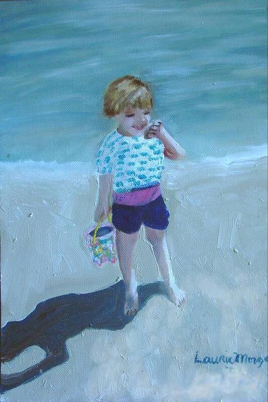 Child Art Print featuring the painting Finding Treasure by Laurie Morgan