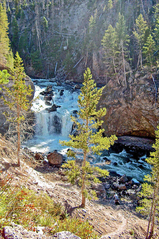 Firehole Canyon Falls In Yellowstone National Park Art Print featuring the photograph Firehole Canyon Falls in Yellowstone National Park, Wyoming by Ruth Hager