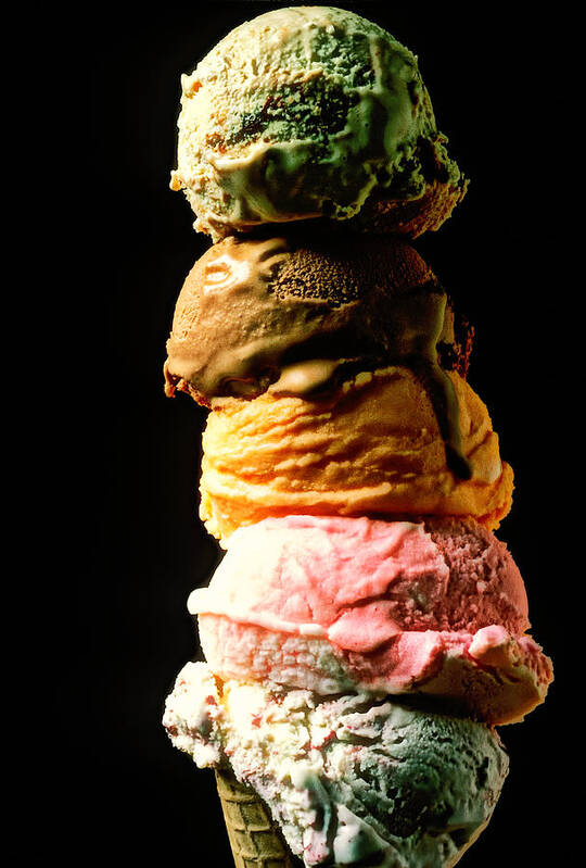 Five Scoops Art Print featuring the photograph Five Scoops of Ice Cream by Garry Gay