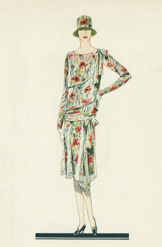 Flapper Art Print featuring the painting Flapper in an Afternoon Dress by American School