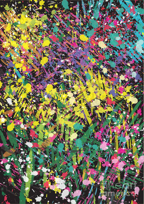 Flower Art Print featuring the painting Flower bed abstract by Go Van Kampen