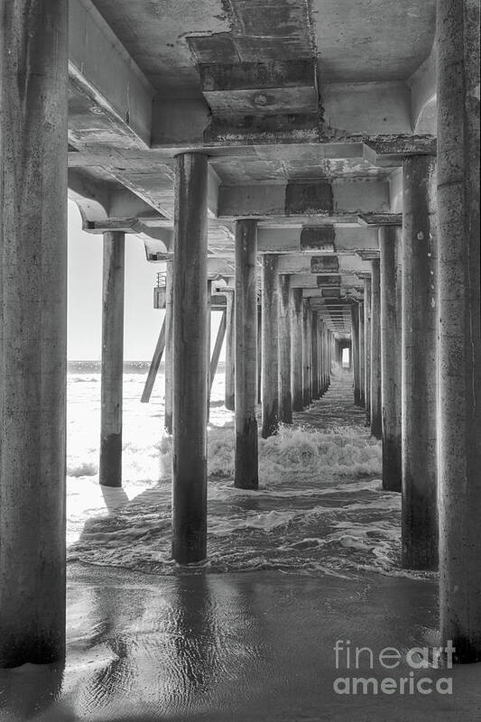 Huntington Beach Art Print featuring the photograph Follow The Lines Under Huntington Beach Pier by Ana V Ramirez