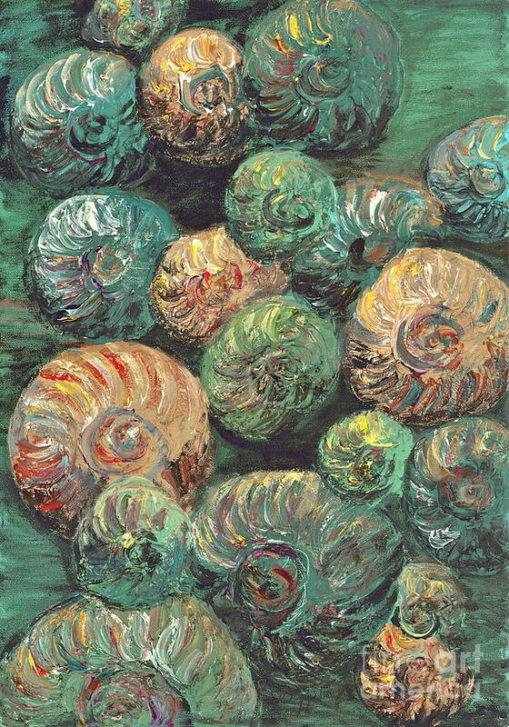 Shells Art Print featuring the mixed media Fossil Shells by Nadine Rippelmeyer