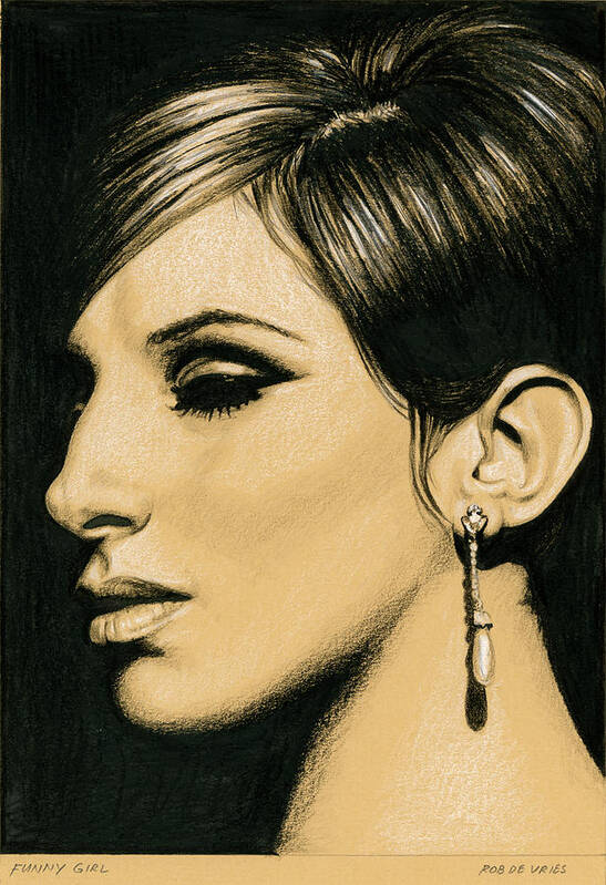 Barbra Streisand Art Print featuring the drawing Funny Girl by Rob De Vries