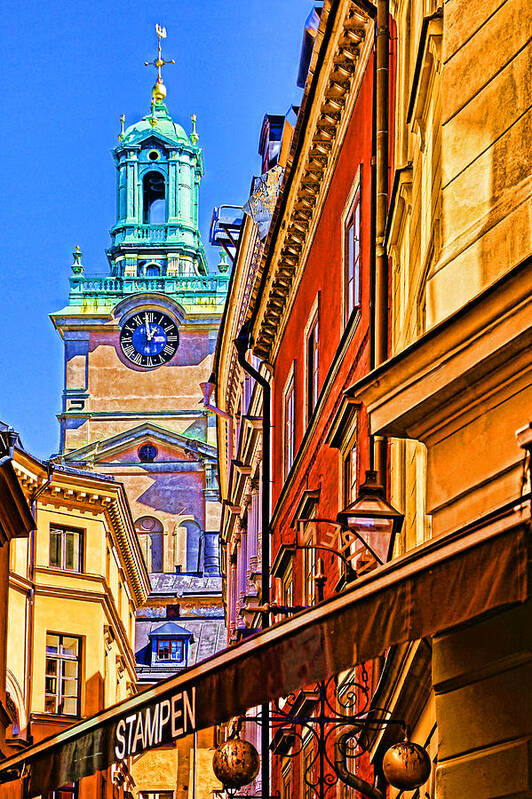 Europe Art Print featuring the photograph Gamla Stan Clocktower by Dennis Cox