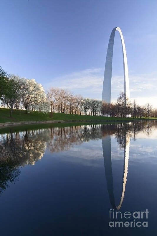 Gateway Arch Art Print featuring the photograph Gateway Arch and reflection by Sven Brogren