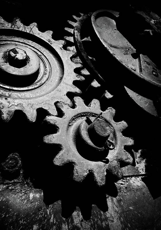 Industrial Art Print featuring the photograph Gearing Up - Industrial Abstract by Steven Milner