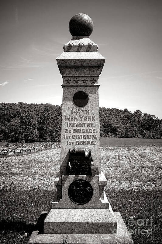 Gettysburg Art Print featuring the photograph Gettysburg National Park 147th New York Infantry Monument by Olivier Le Queinec