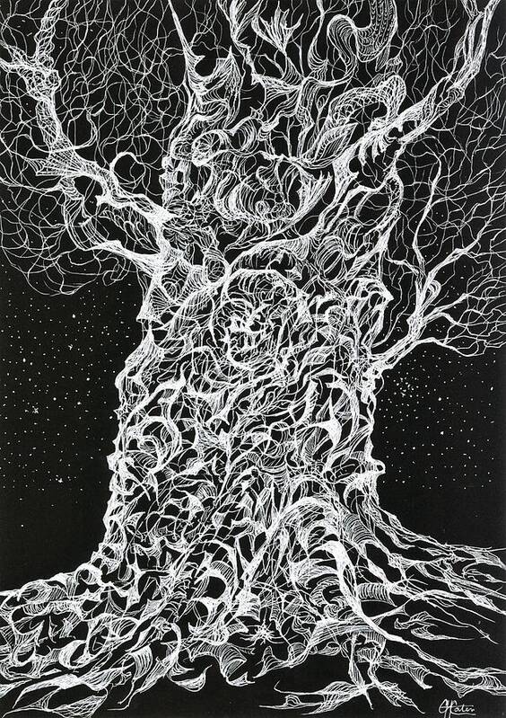 Fantasy Art Print featuring the drawing Ghost Tree by Charles Cater