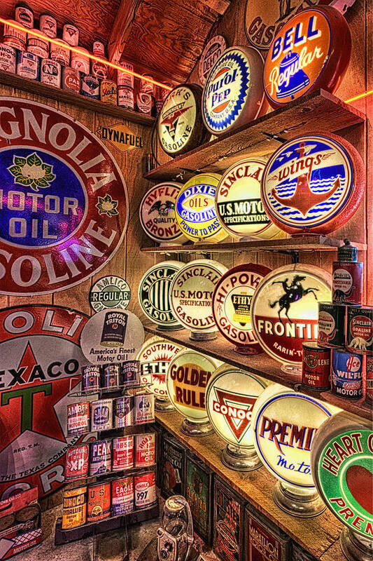 Gas Pump Globes Art Print featuring the photograph Globes of the Past by Daniel George