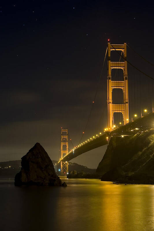 golden Gate Bridge Art Print featuring the photograph Golden Gate Bridge at Night by Mike Irwin