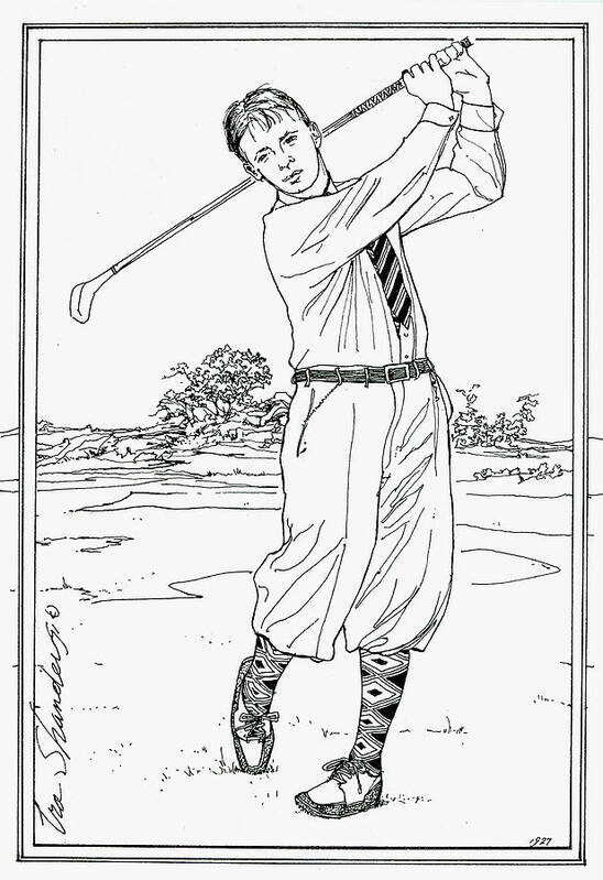 Golf Art Print featuring the drawing Golf In The Twenties by Ira Shander
