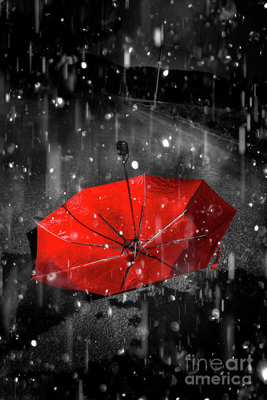Red Art Print featuring the digital art Gone with the rain by Jorgo Photography