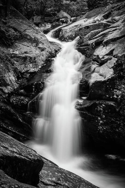 Rangeley Art Print featuring the photograph Gorge Waterfall in black and white by Darryl Hendricks