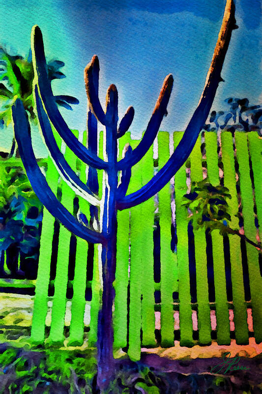 Watercolor Art Print featuring the painting Green Fence by Joan Reese