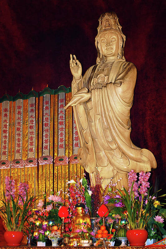 Deity Art Print featuring the photograph Guanyin Bodhisattva - Jin'an's rare female Buddha by Alexandra Till