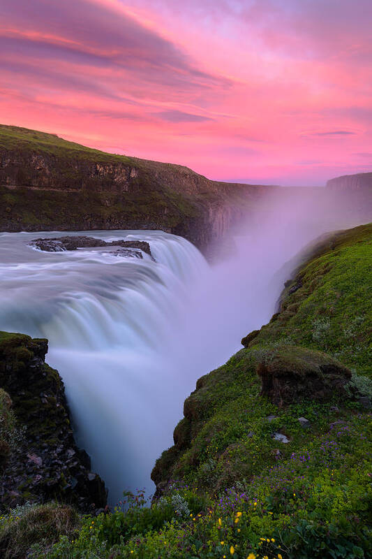 Fine Art Art Print featuring the photograph Gullfoss Sunrise by Joseph Rossbach