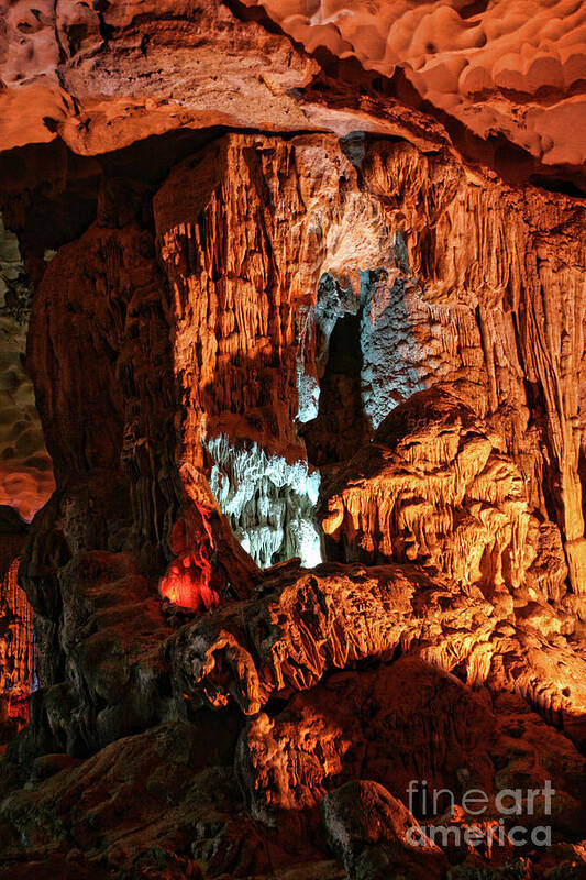 Hang Sung Sot Limestone Cave Art Print featuring the photograph Ha Long Bay Cave I by Chuck Kuhn