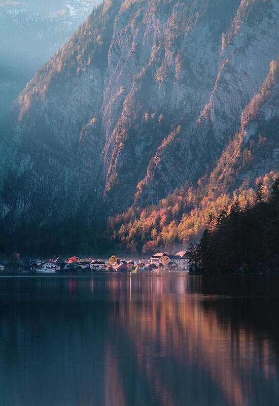 Austria Art Print featuring the photograph Hallstatt Fall by Geoff Smith