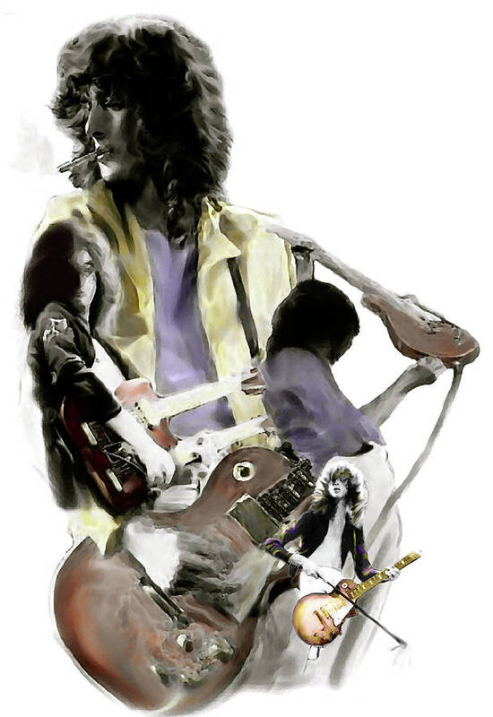 Jimmy Page Image Art Print featuring the painting Jimmy Page, IV by Iconic Images Art Gallery David Pucciarelli
