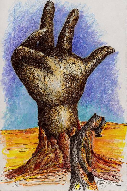 Surreal Art Print featuring the drawing Hand of Desolation by Douglas Egolf