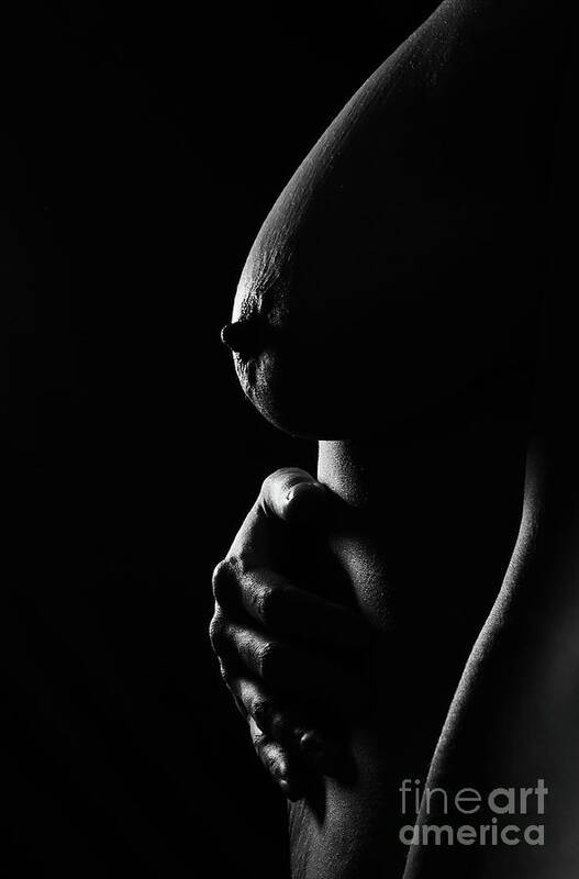 527px x 800px - Hand Under Naked Breast in Black White - 3041BW Art Print by Cee Cee - Nude  Fine Arts - Pixels