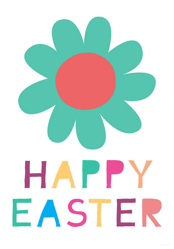 Easter Art Print featuring the digital art Happy Easter Flower - Art by Linda Woods by Linda Woods