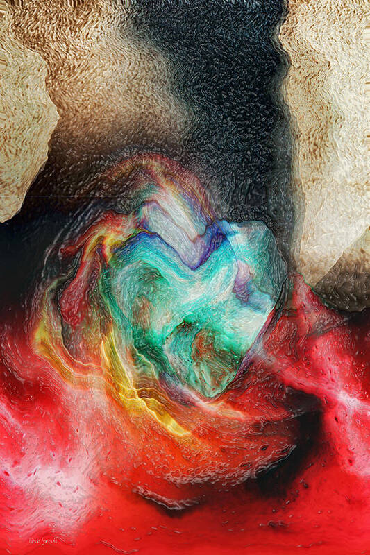 Heart Deep Art Print featuring the digital art Heart Deep by Linda Sannuti