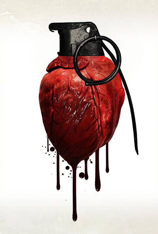 Heart Art Print featuring the mixed media Heart Grenade by Nicklas Gustafsson