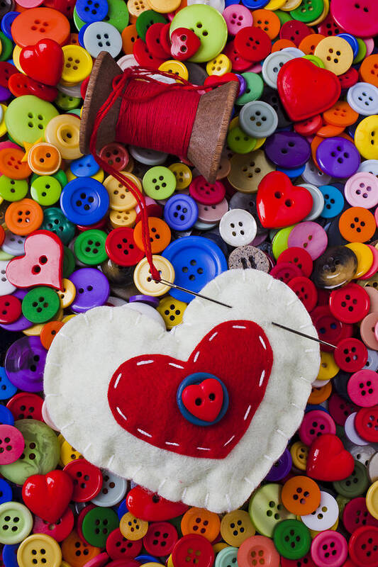 Heart Art Print featuring the photograph Heart pushpin chusion by Garry Gay