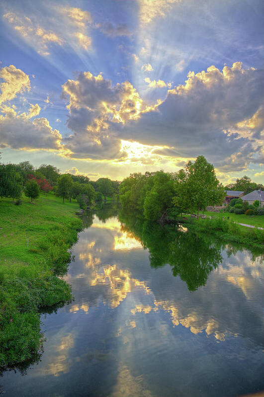Cibolo Creek Art Print featuring the photograph Heavenly Reflections on Cibolo Creek by Lynn Bauer