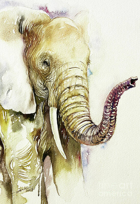 Elephant Art Print featuring the painting Hello by Arti Chauhan