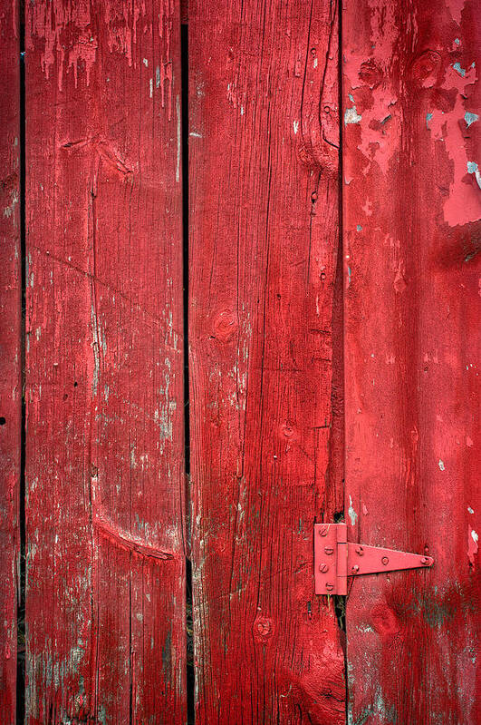 Red Art Print featuring the photograph Hinge on a Red Barn by Steve Gadomski