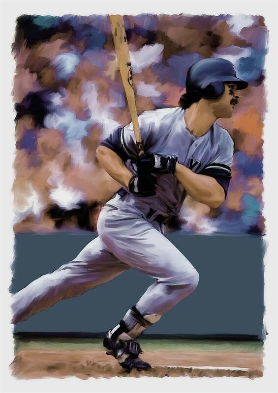 Don Mattingly Art Print featuring the painting Don Mattingly The Hit Man by Iconic Images Art Gallery David Pucciarelli