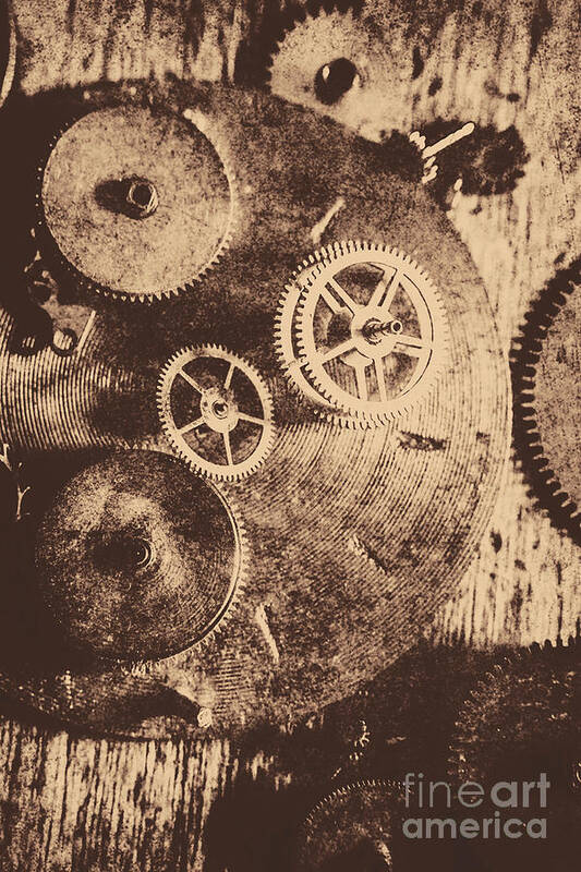 Vintage Art Print featuring the photograph Industrial gears by Jorgo Photography