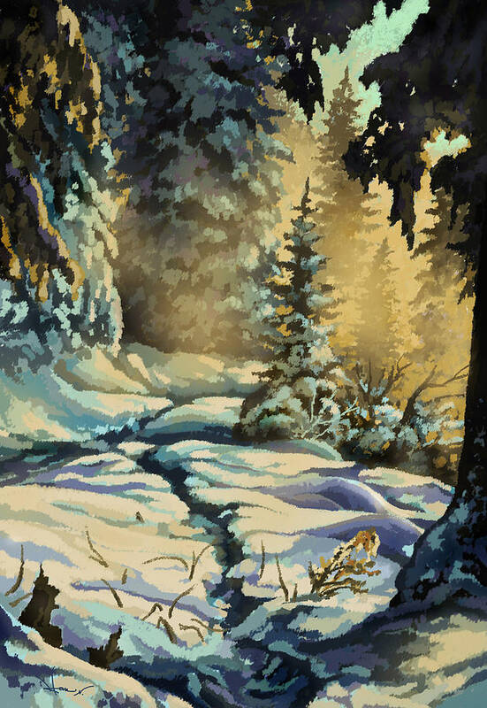 Winter Art Print featuring the painting Into the Myst by Hans Neuhart