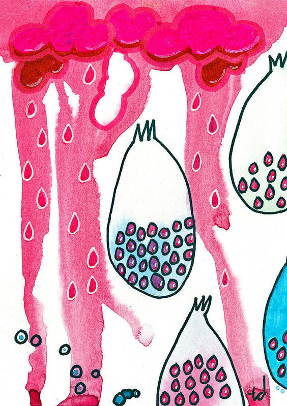 Pink Art Print featuring the mixed media It's Raining Poms by Tonya Doughty