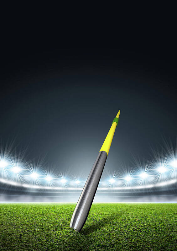 Javelin Art Print featuring the digital art Javelin In Generic Floodlit Stadium by Allan Swart