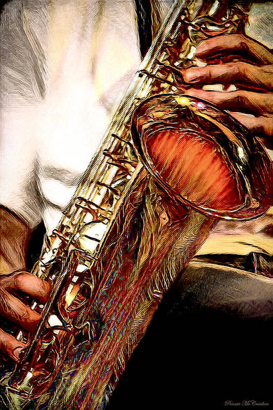 Jazz Art Print featuring the digital art Jazzy Sax by Pennie McCracken