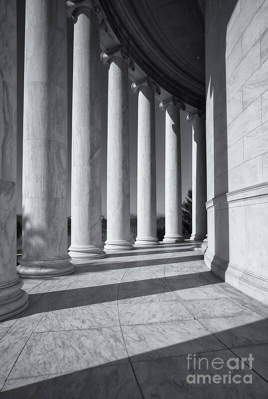 Clarence Holmes Art Print featuring the photograph Jefferson Memorial Columns and Shadows by Clarence Holmes