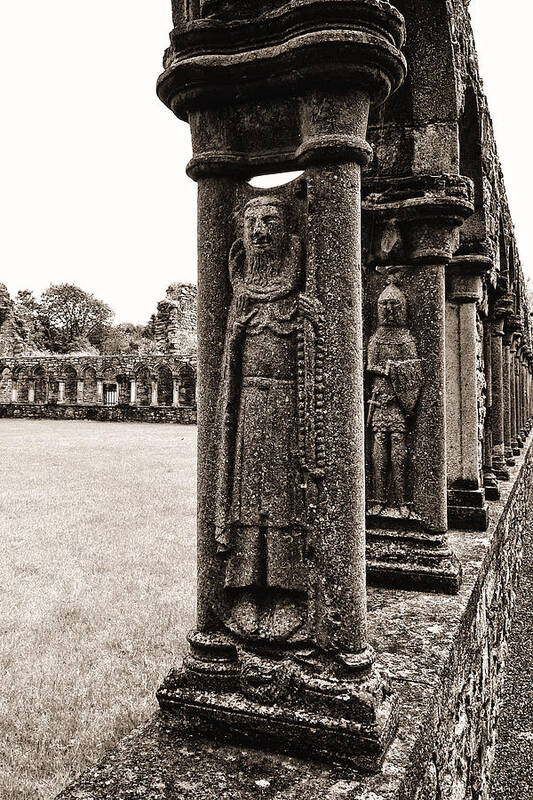 Jerpoint Abbey Art Print featuring the photograph Jerpoint Abbey Cloister Stone Figures by Menega Sabidussi