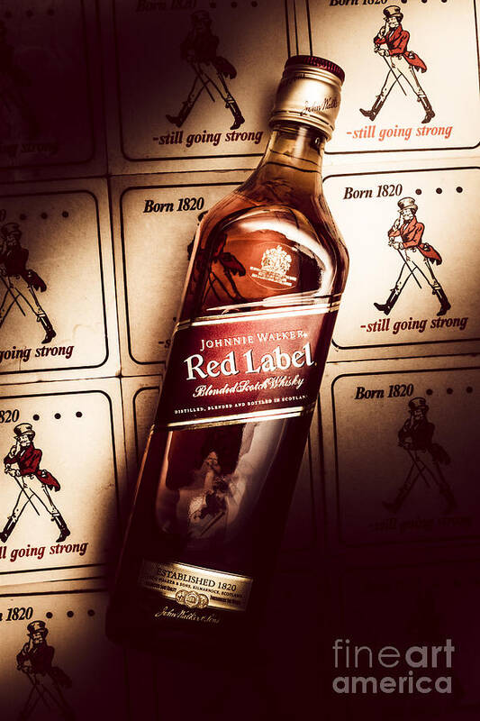 Pub Art Print featuring the photograph Johnnie Walker Red Label blended whisky by Jorgo Photography