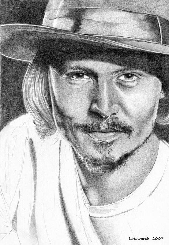 Johnny Depp Art Print featuring the drawing Johnny Depp by Louise Howarth