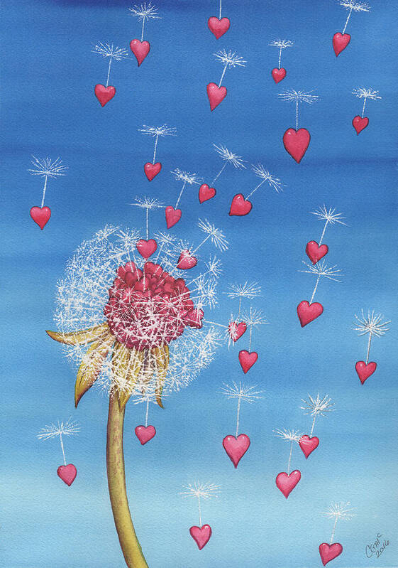 Dandelion Art Print featuring the painting Just, a breath away by Catherine G McElroy