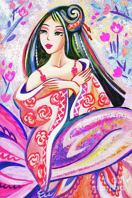 Sea Goddess Art Print featuring the painting Kimono Mermaid by Eva Campbell