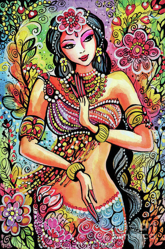 Indian Goddess Art Print featuring the painting Kuan Yin by Eva Campbell