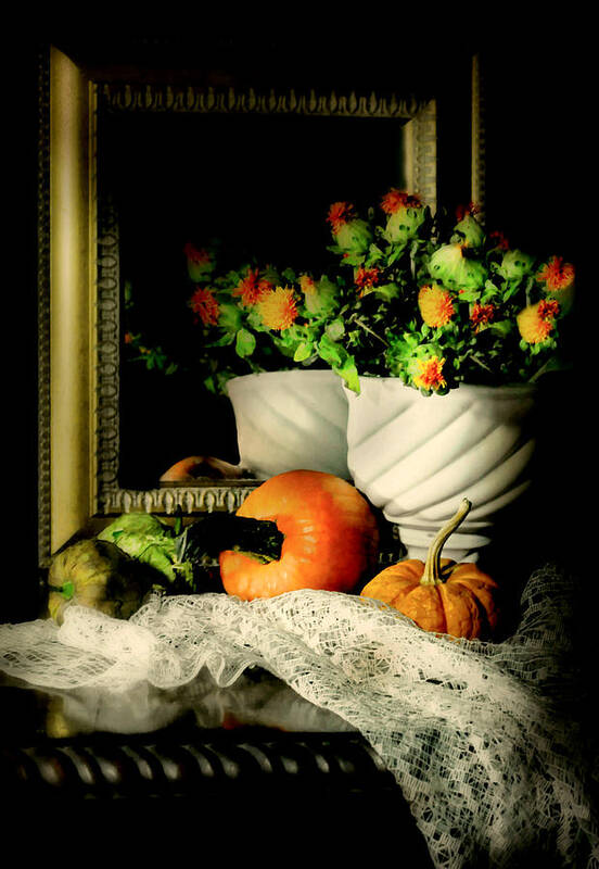 Drapery Art Print featuring the photograph Lace and Mirror by Diana Angstadt